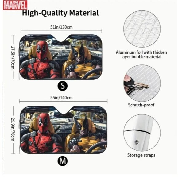 Deadpool Wolverine Windshield Sunshade Small or Medium NWT - Picture 8 of 8